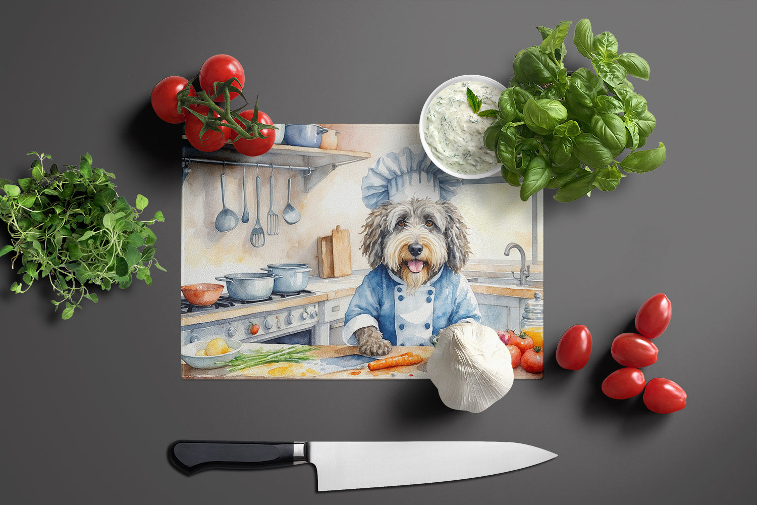 Buy this Bergamasco Sheepdog The Chef Glass Cutting Board