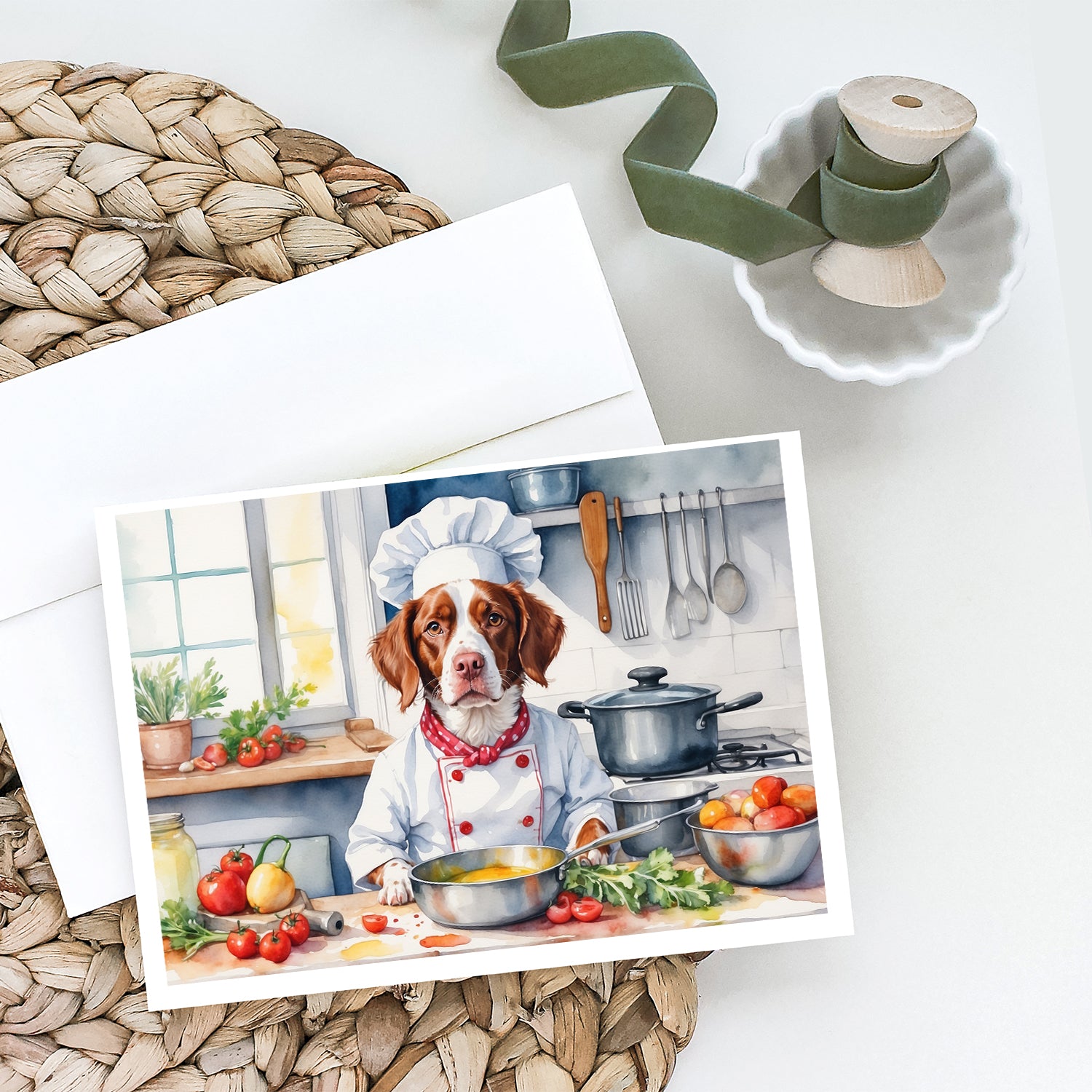 Buy this Brittany Spaniel The Chef Greeting Cards Pack of 8