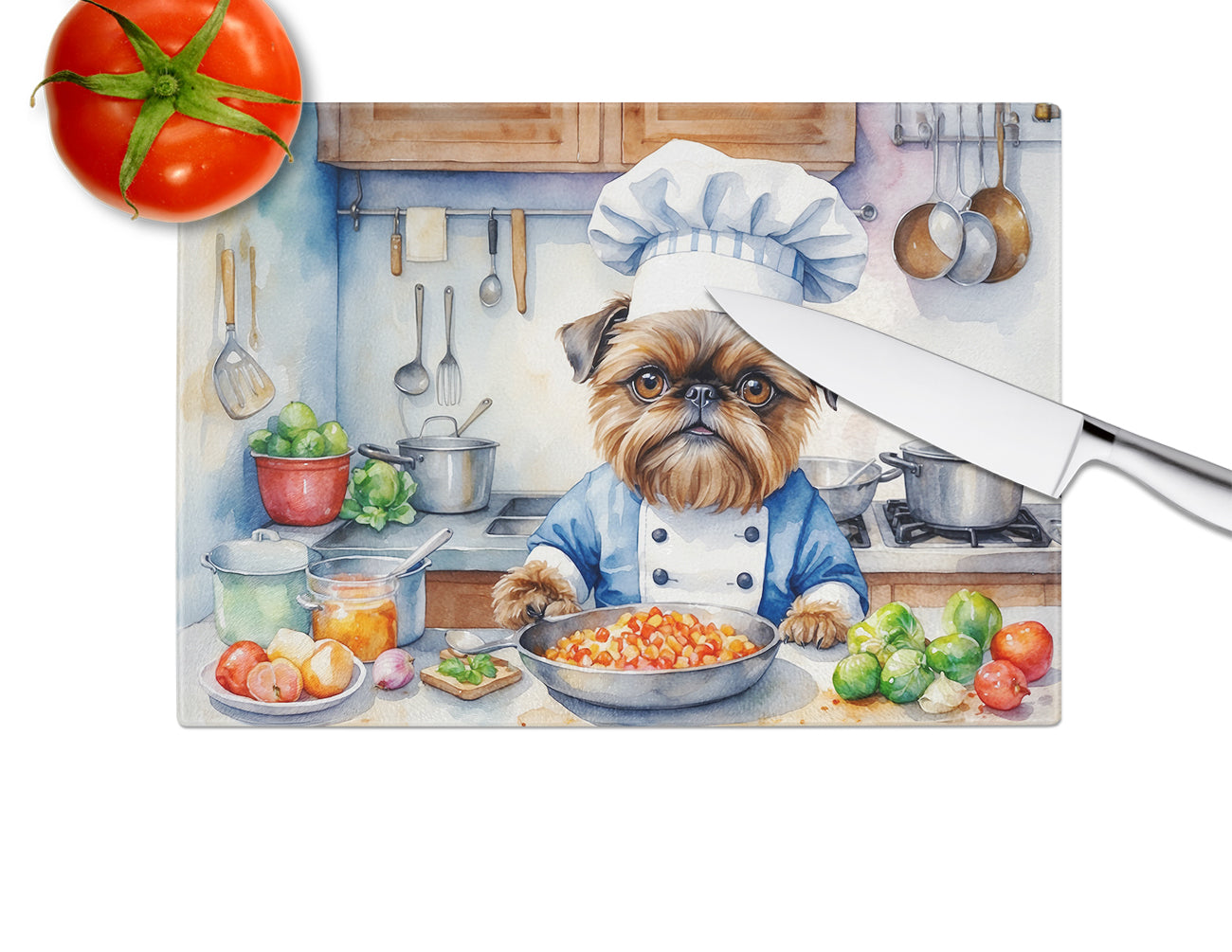 Brussels Griffon The Chef Glass Cutting Board