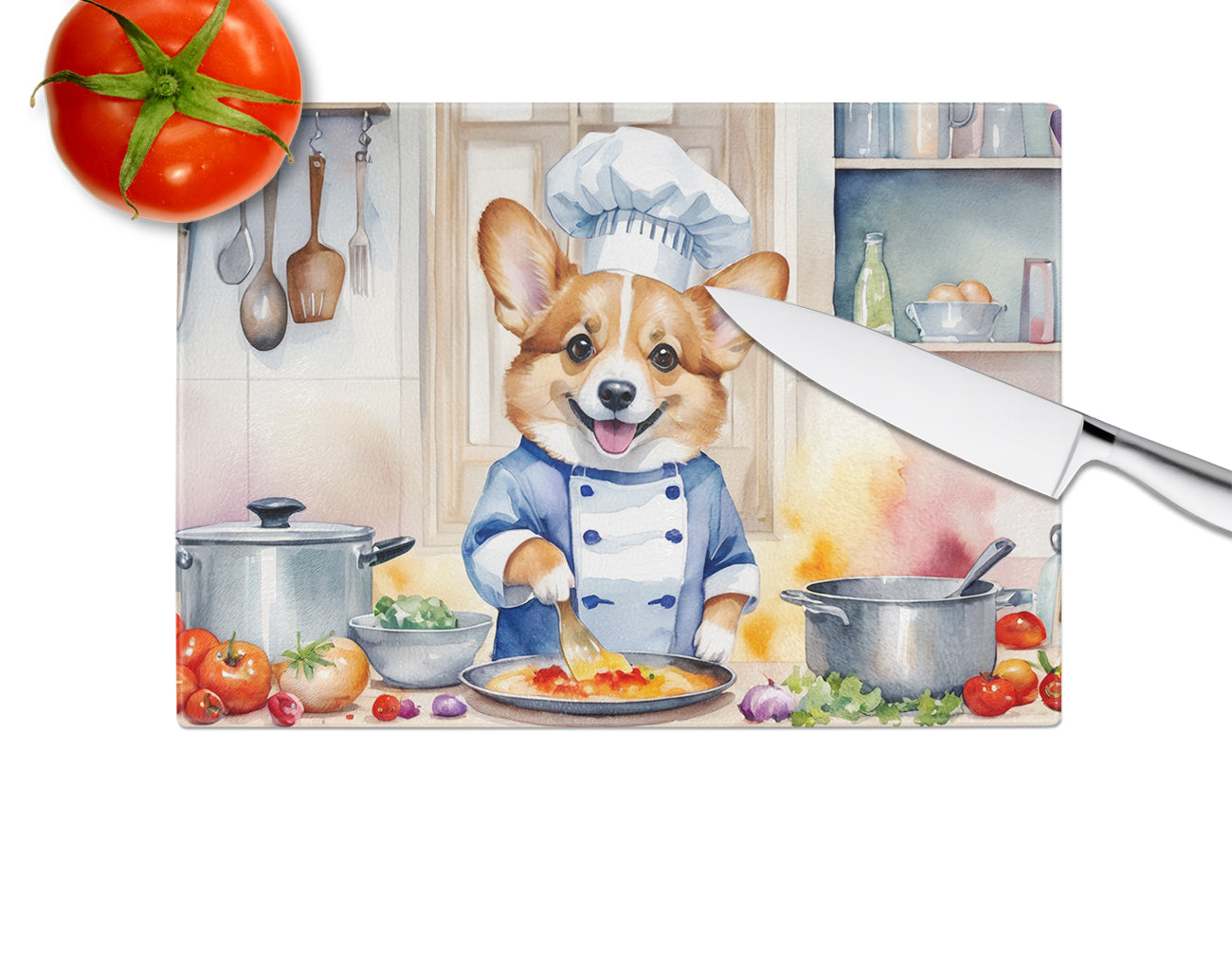 Corgi The Chef Glass Cutting Board