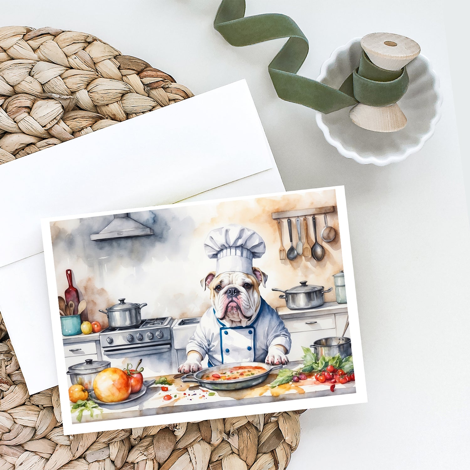 Buy this English Bulldog The Chef Greeting Cards Pack of 8