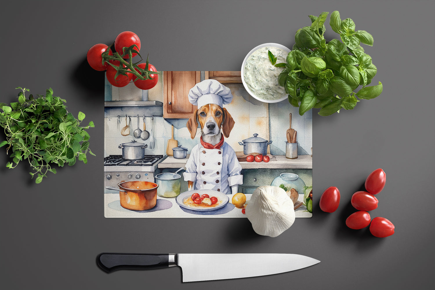 English Foxhound The Chef Glass Cutting Board