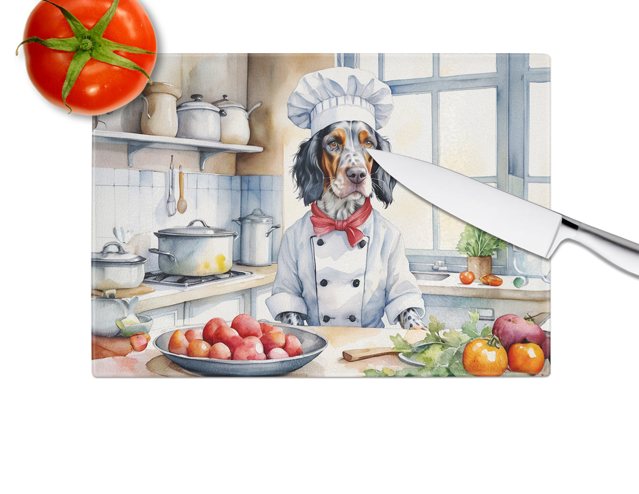 English Setter The Chef Glass Cutting Board