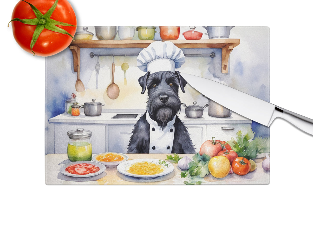 Giant Schnauzer The Chef Glass Cutting Board