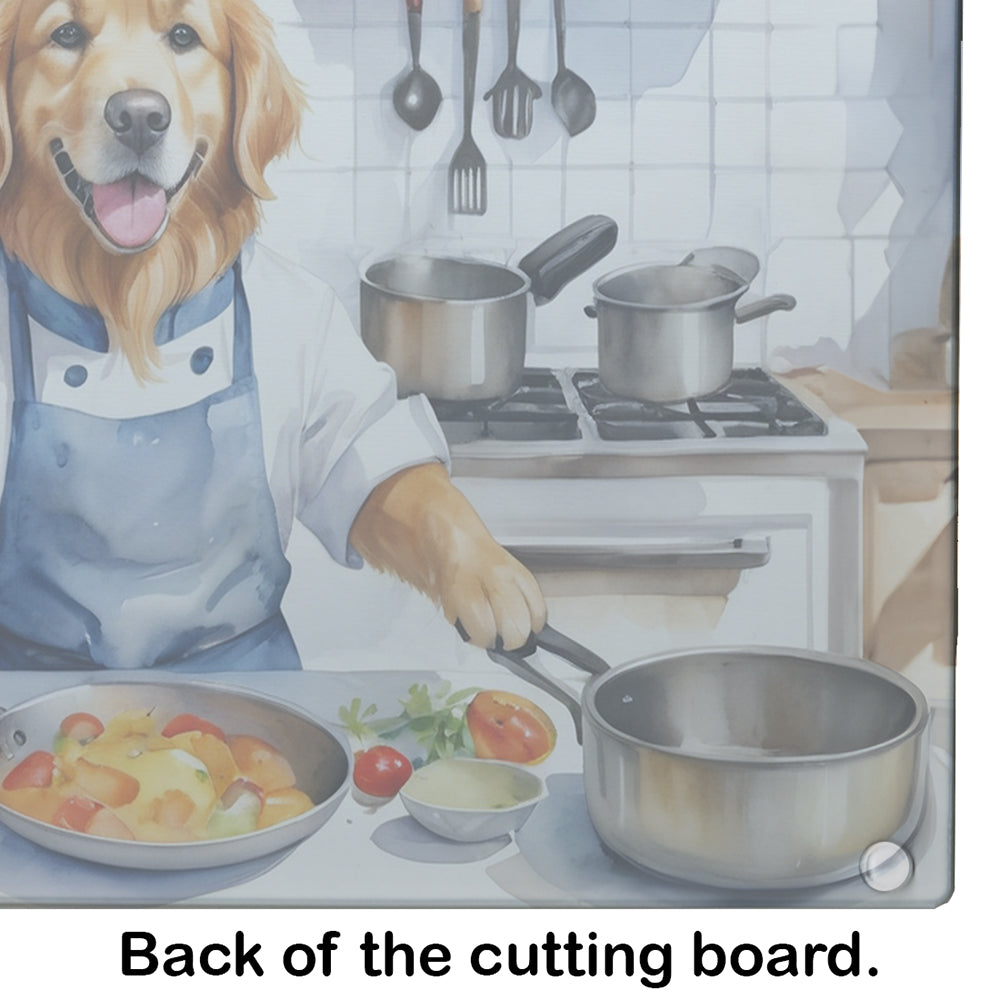 Golden Retriever The Chef Glass Cutting Board