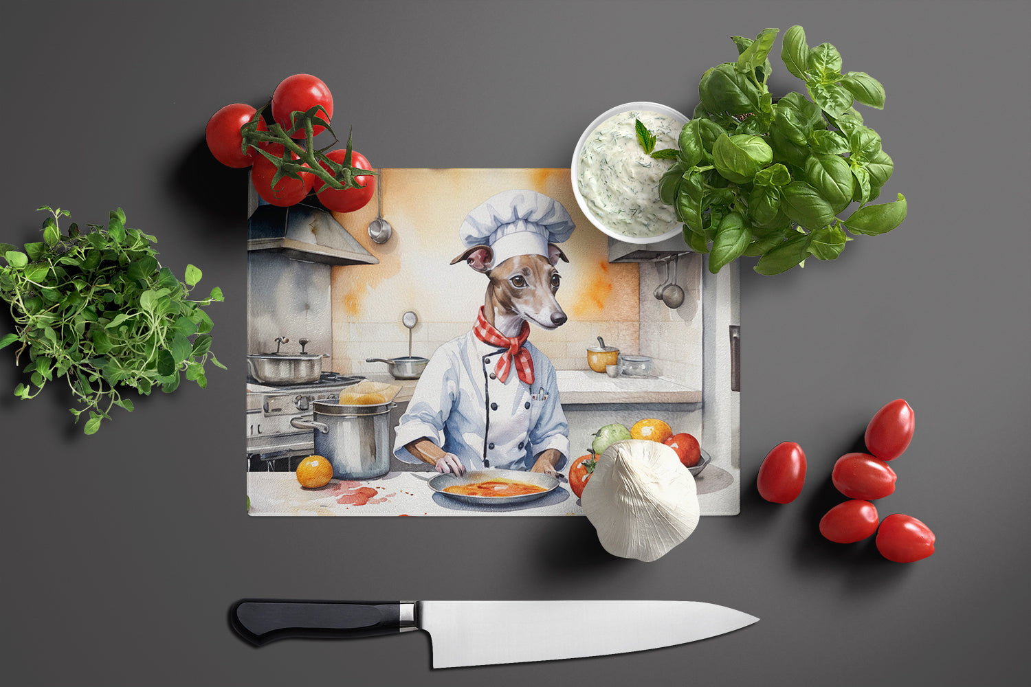 Buy this Italian Greyhound The Chef Glass Cutting Board