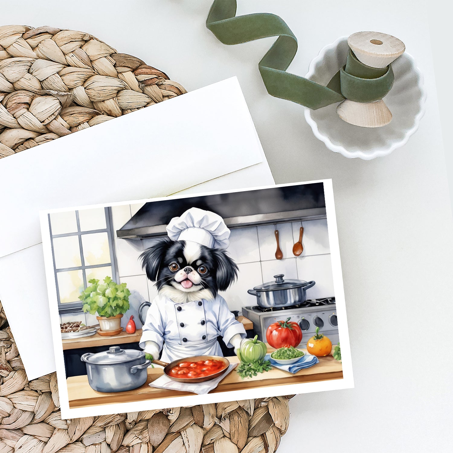 Buy this Japanese Chin The Chef Greeting Cards Pack of 8