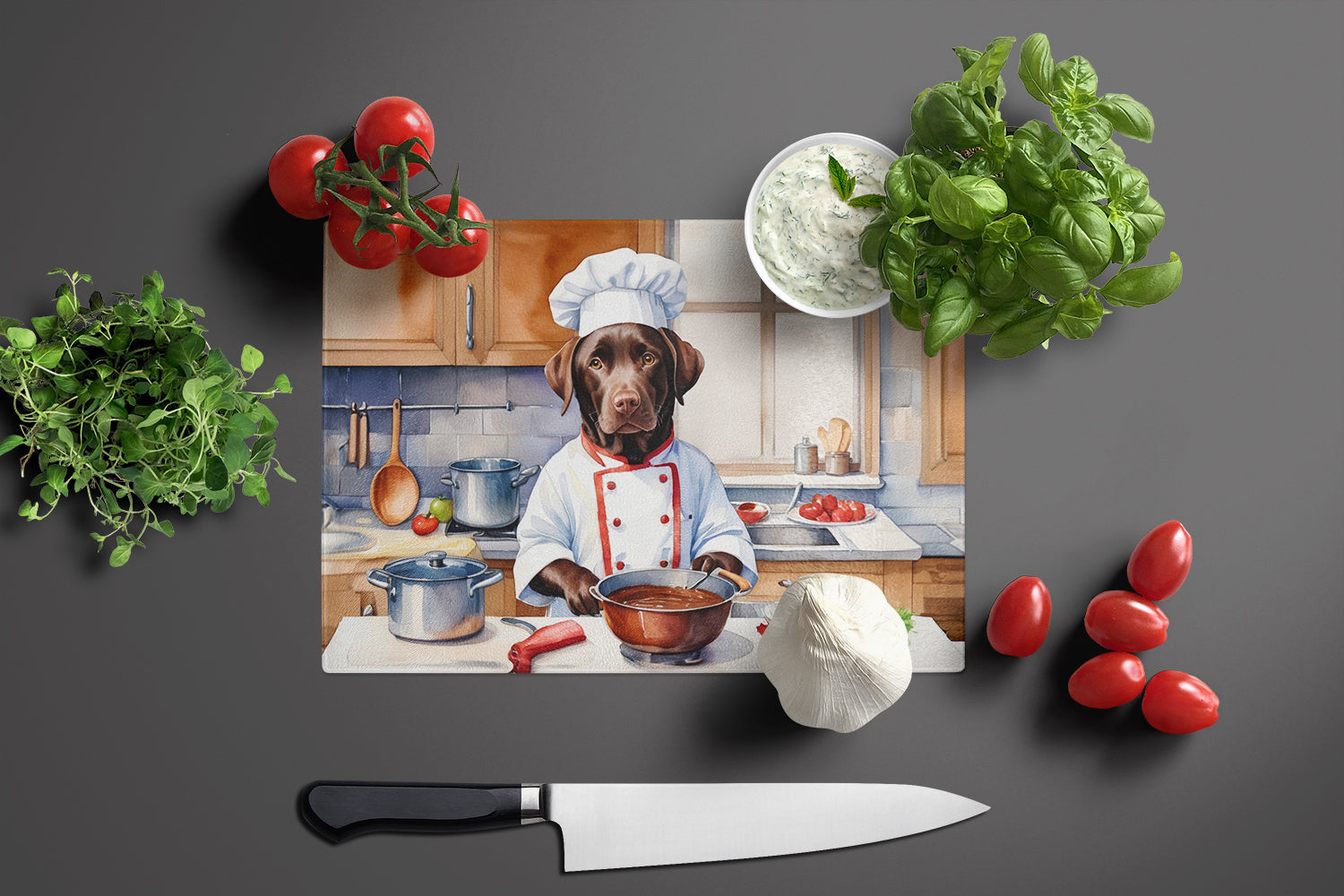 Buy this Chocolate Labrador Retriever The Chef Glass Cutting Board