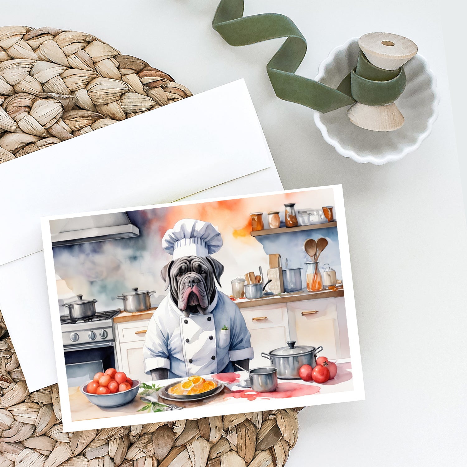 Buy this Neapolitan Mastiff The Chef Greeting Cards Pack of 8