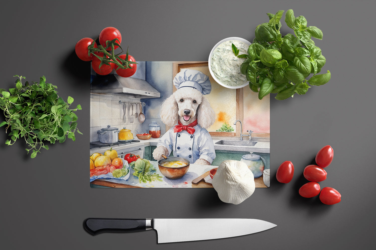 Buy this White Poodle The Chef Glass Cutting Board