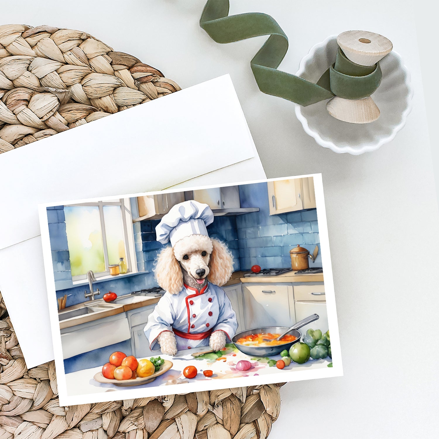 Buy this White Poodle The Chef Greeting Cards Pack of 8