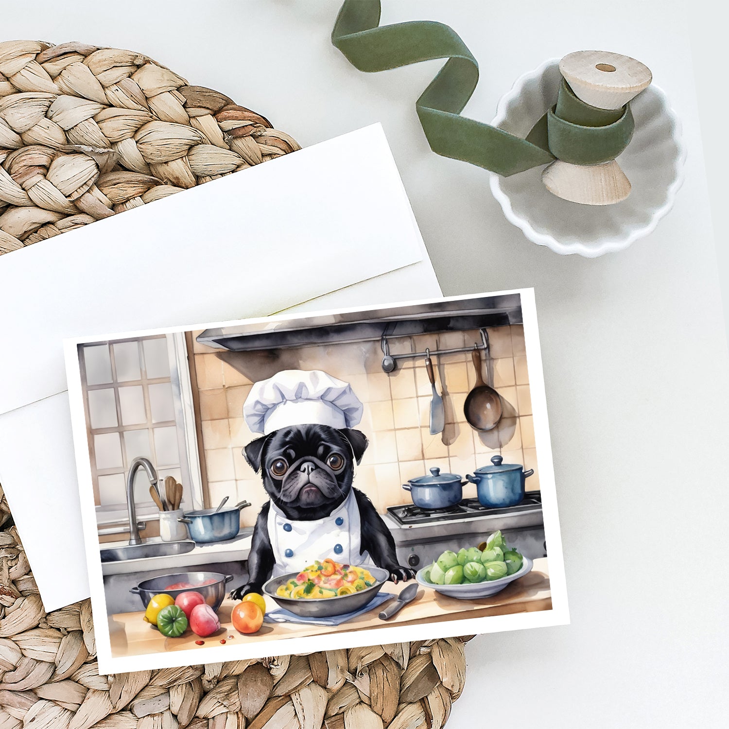 Buy this Pug The Chef Greeting Cards Pack of 8