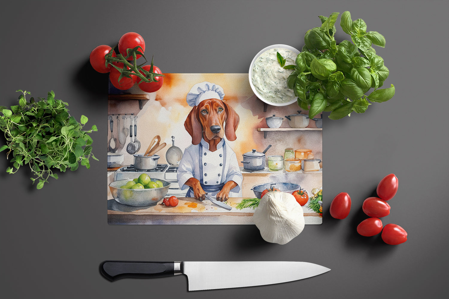 Redbone Coonhound The Chef Glass Cutting Board