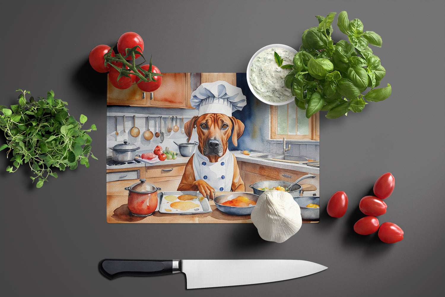 Buy this Rhodesian Ridgeback The Chef Glass Cutting Board