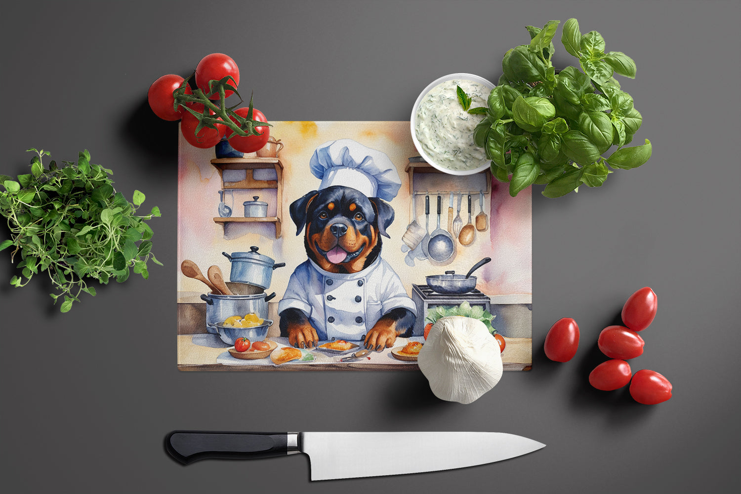 Rottweiler The Chef Glass Cutting Board