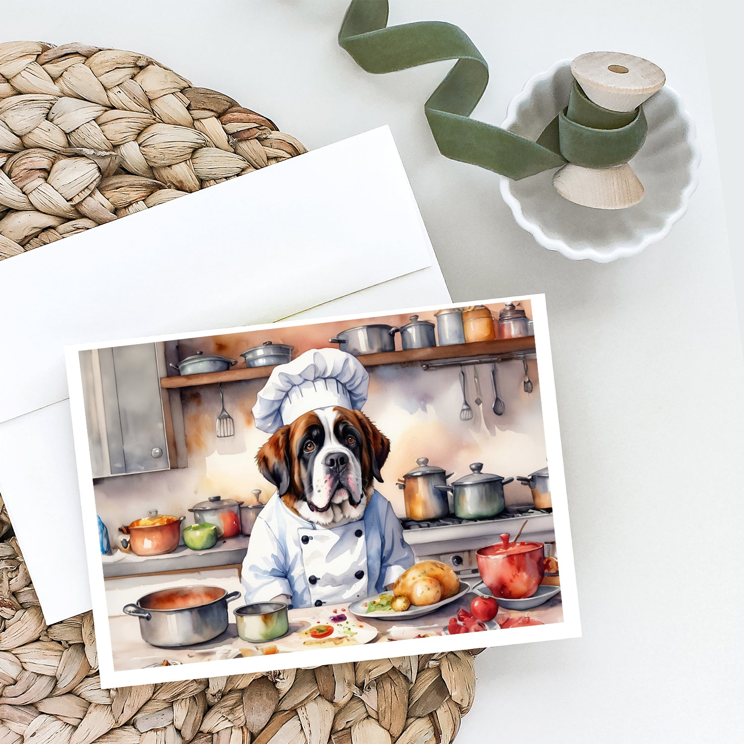 Buy this Saint Bernard The Chef Greeting Cards Pack of 8