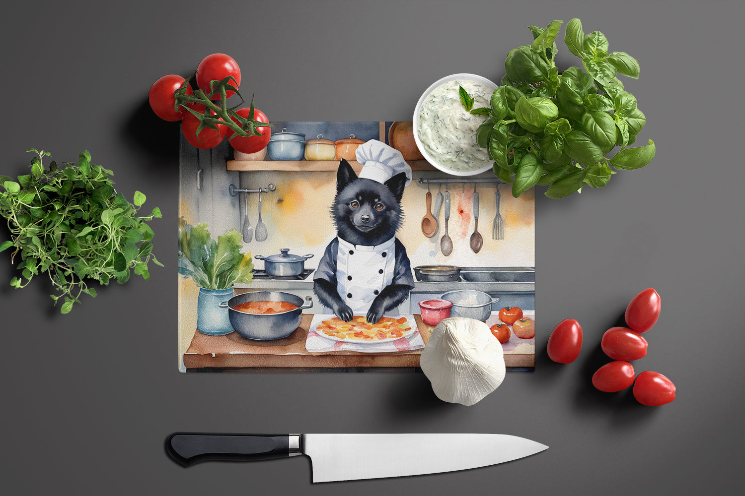 Schipperke The Chef Glass Cutting Board