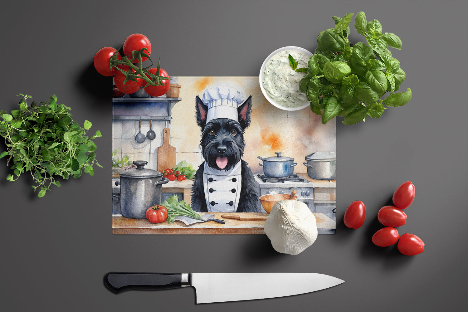 Scottish Terrier The Chef Glass Cutting Board