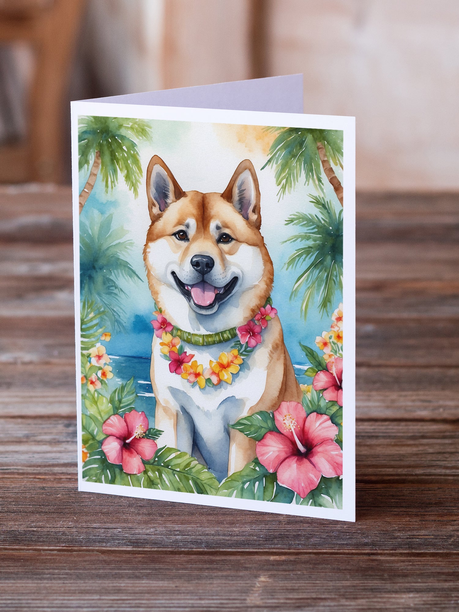 Akita Luau Greeting Cards Pack of 8