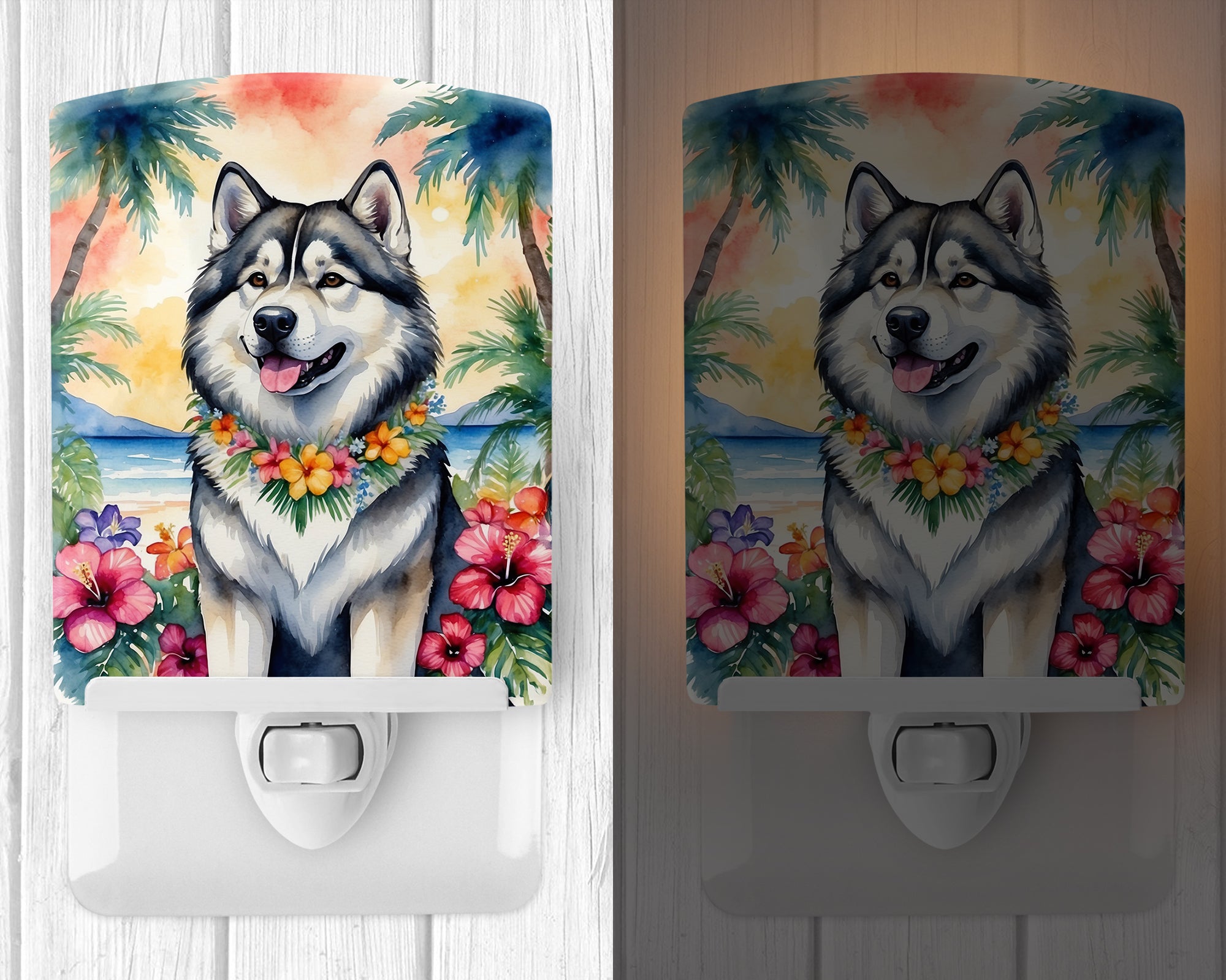 Alaskan Malamute Luau Ceramic Night Light