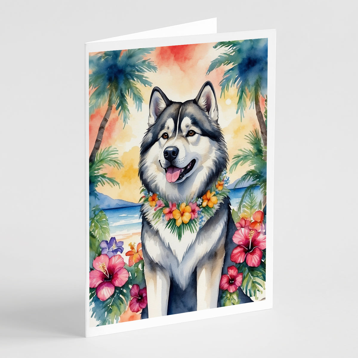 Buy this Alaskan Malamute Luau Greeting Cards Pack of 8