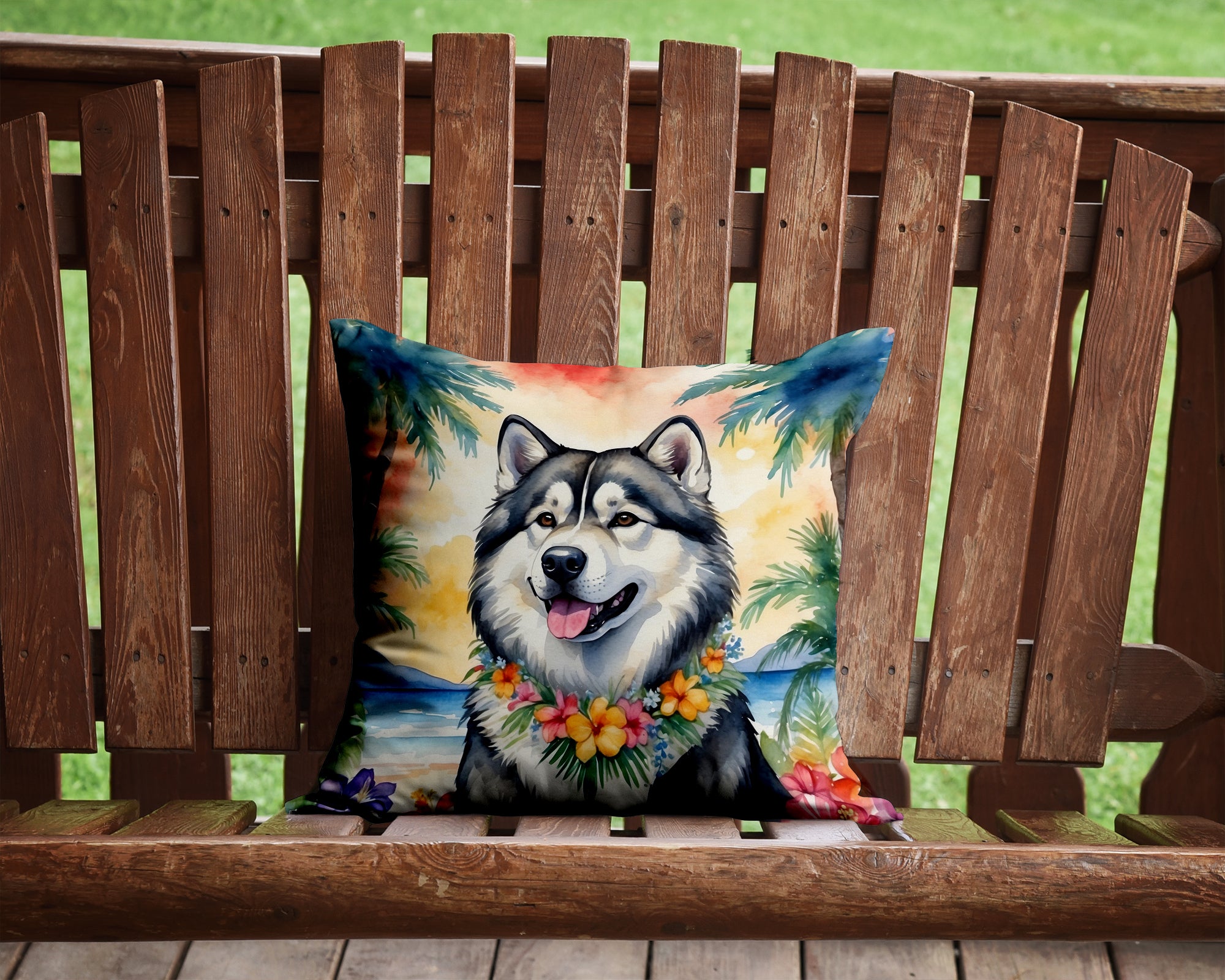 Buy this Alaskan Malamute Luau Throw Pillow