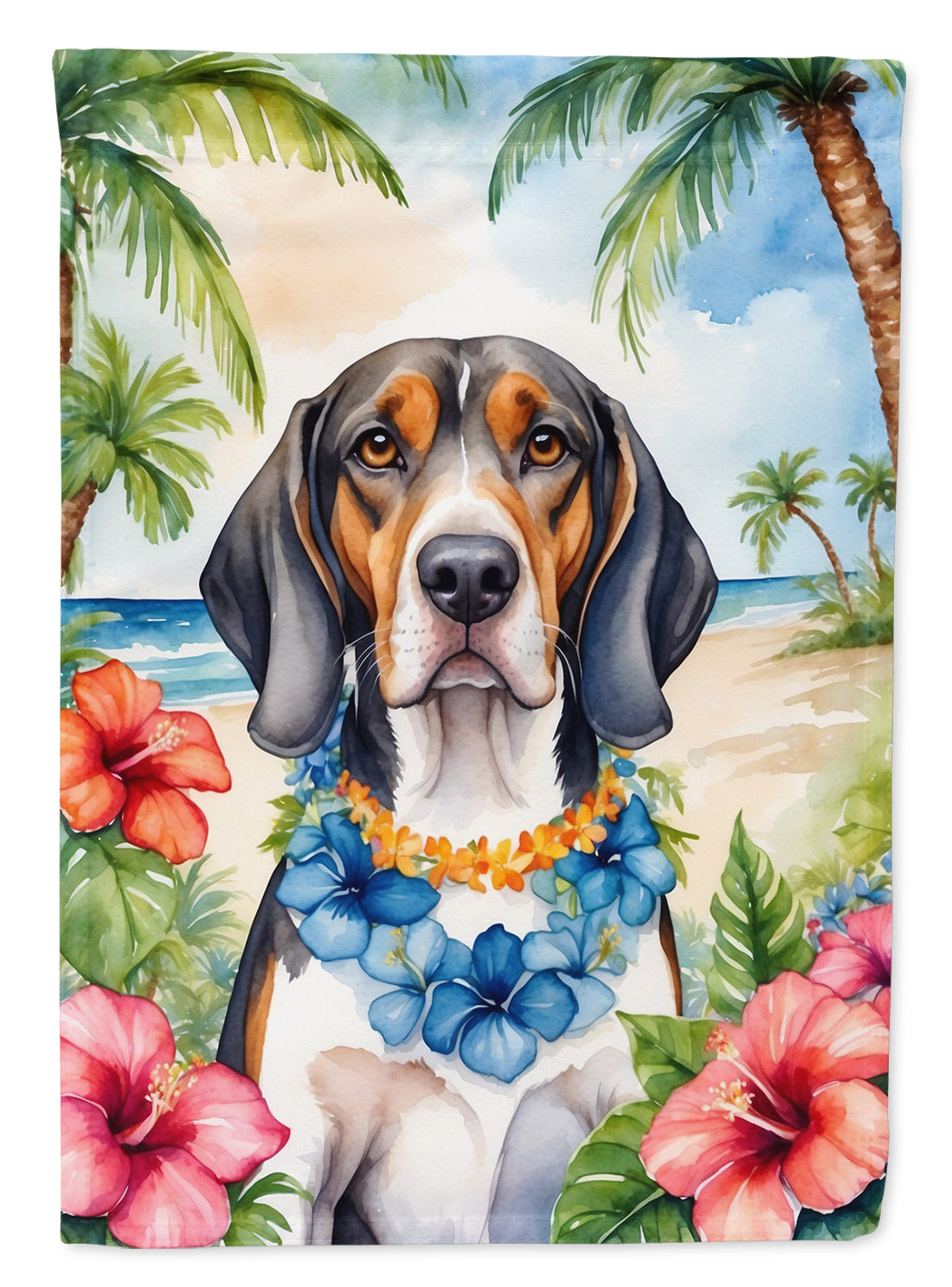 Buy this American English Coonhound Luau House Flag