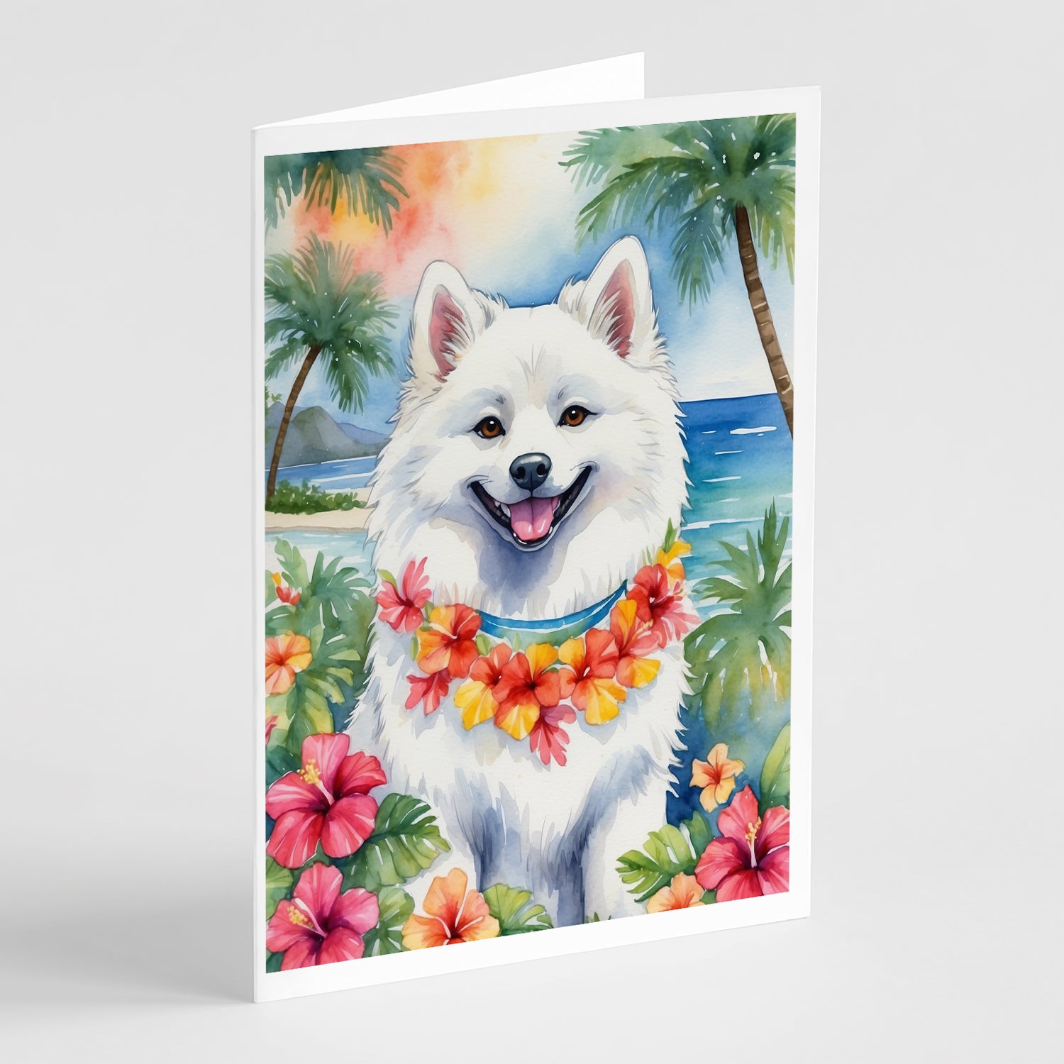 Buy this American Eskimo Luau Greeting Cards Pack of 8