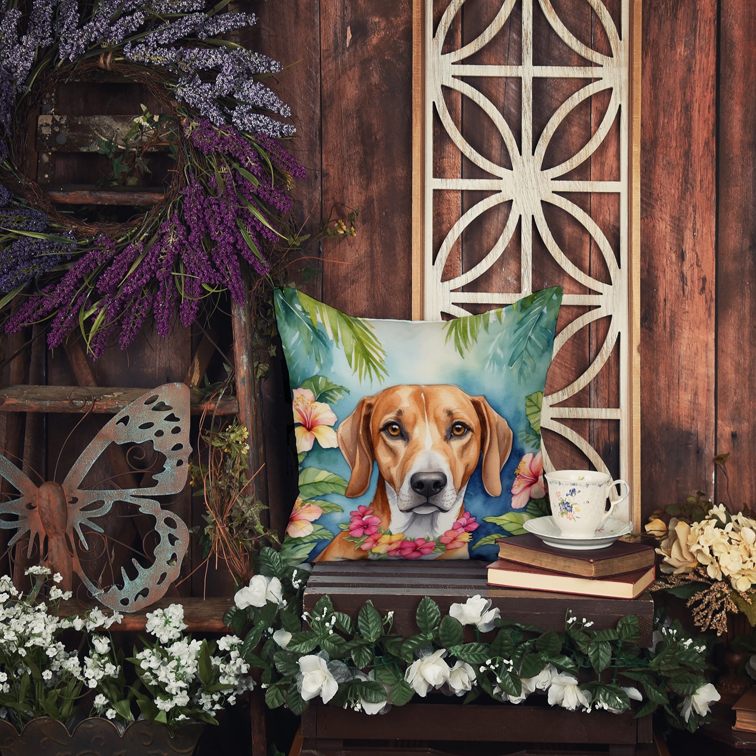 American Foxhound Luau Throw Pillow