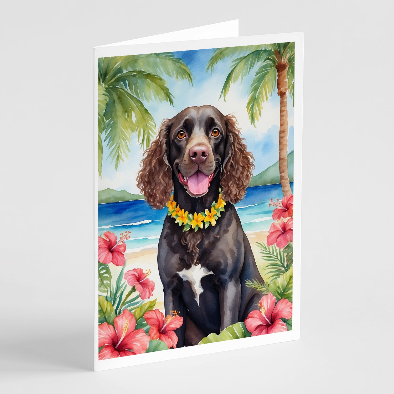 Buy this American Water Spaniel Luau Greeting Cards Pack of 8