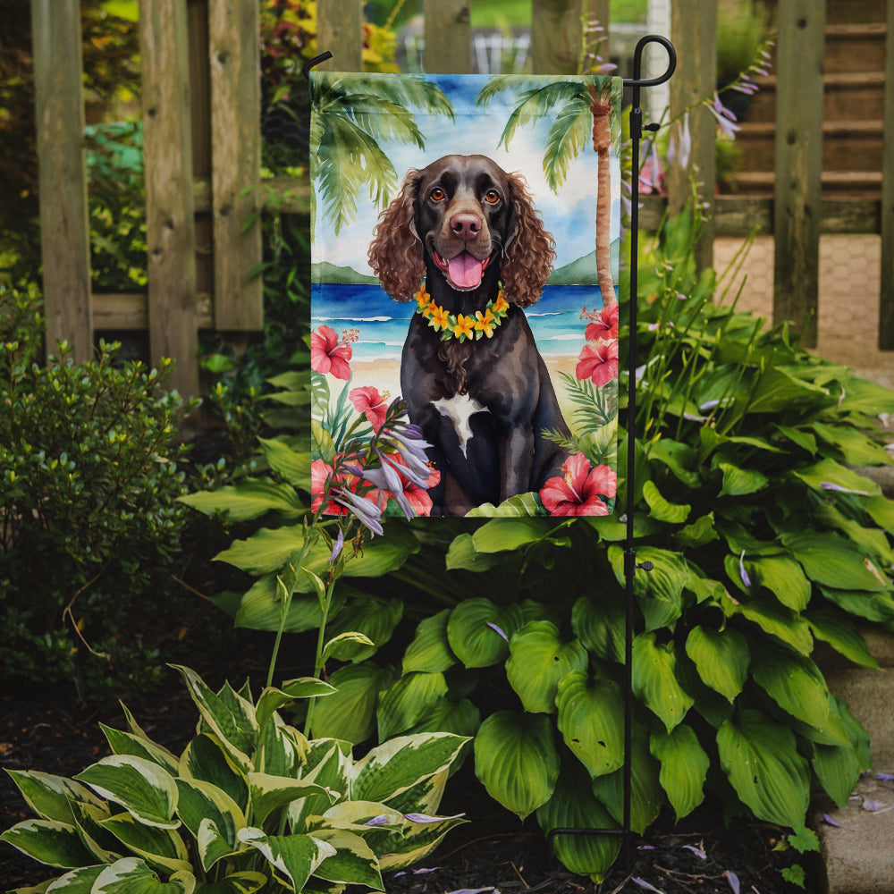 American Water Spaniel Luau Garden Flag