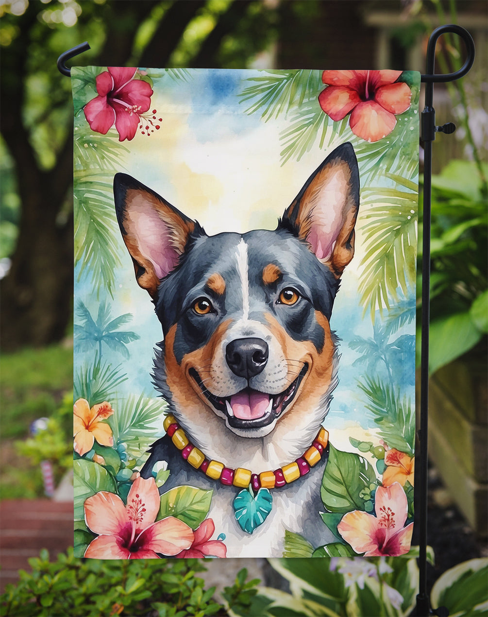 Australian Cattle Dog Luau Garden Flag