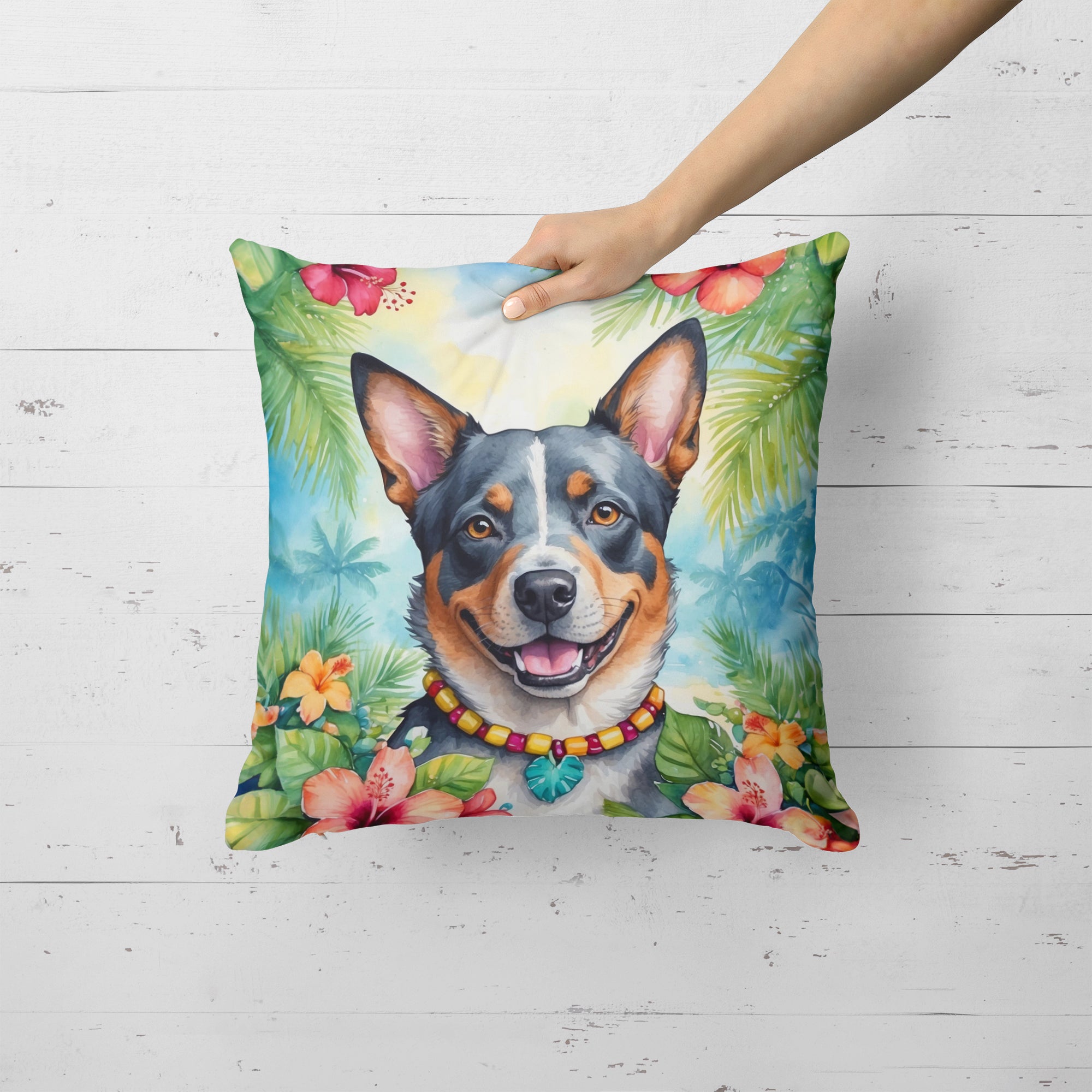 Australian Cattle Dog Luau Throw Pillow