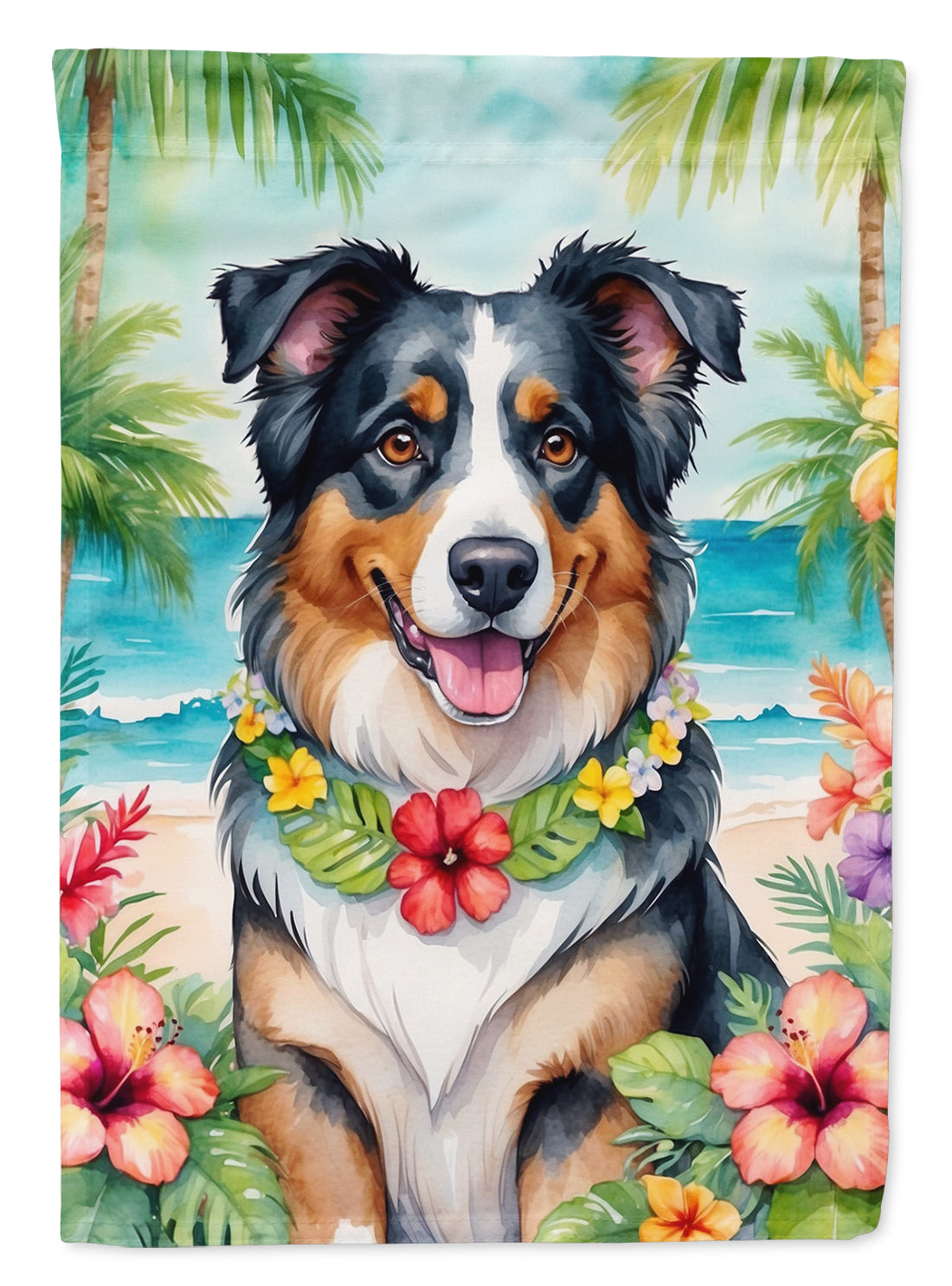 Buy this Australian Shepherd Luau House Flag