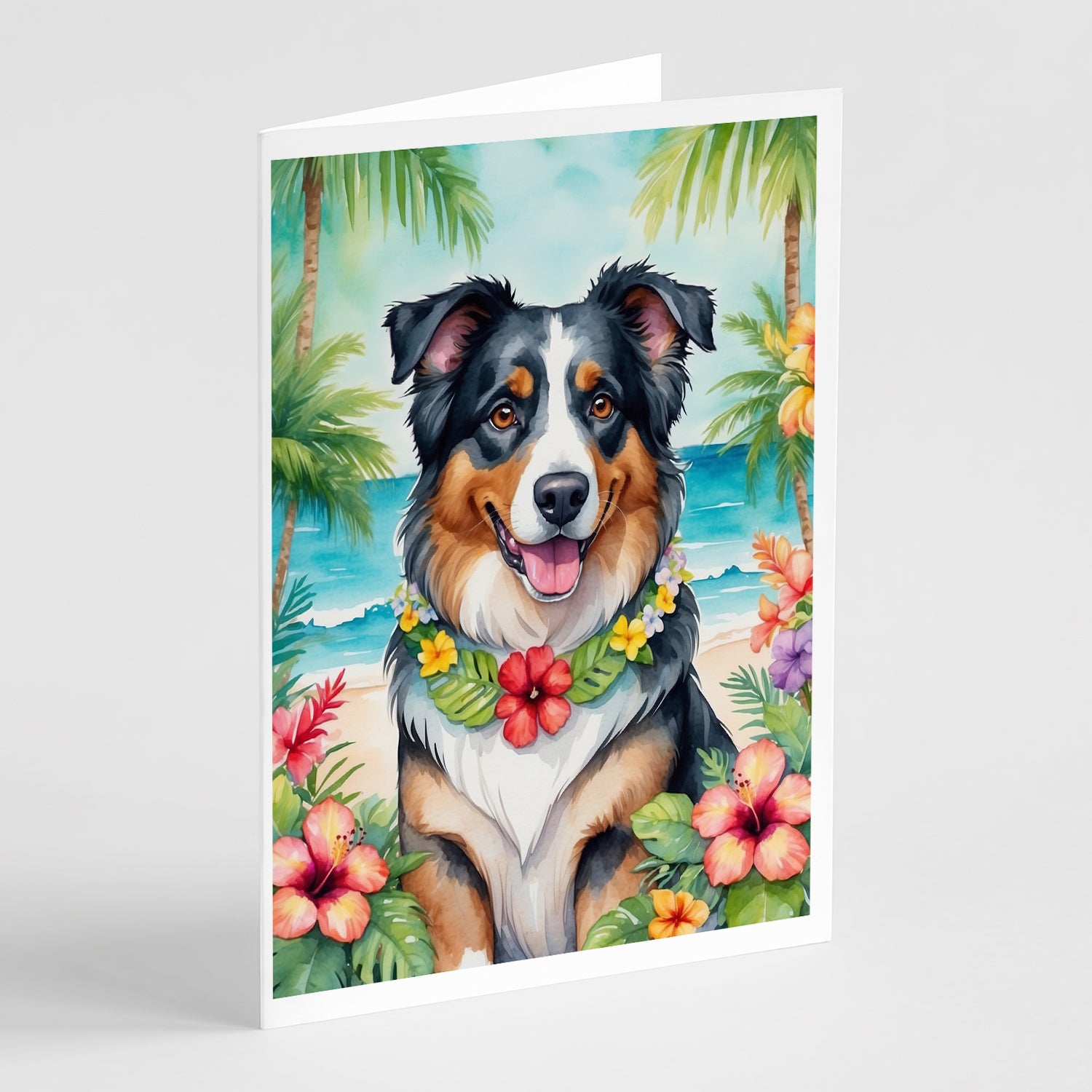 Buy this Australian Shepherd Luau Greeting Cards Pack of 8