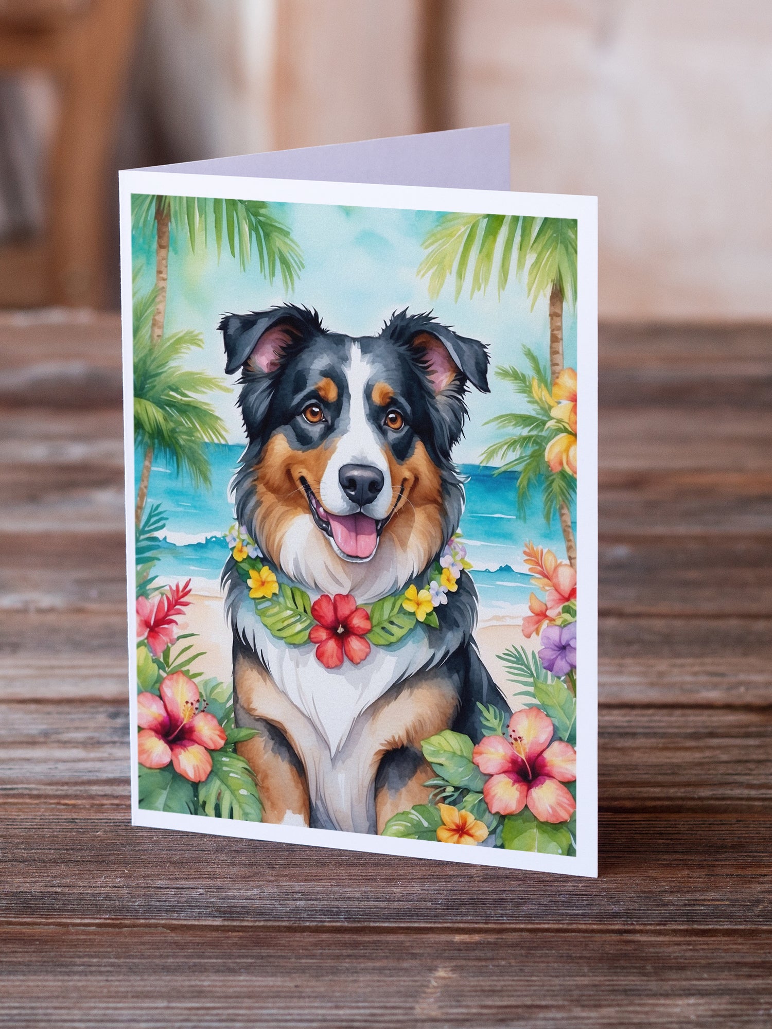 Buy this Australian Shepherd Luau Greeting Cards Pack of 8