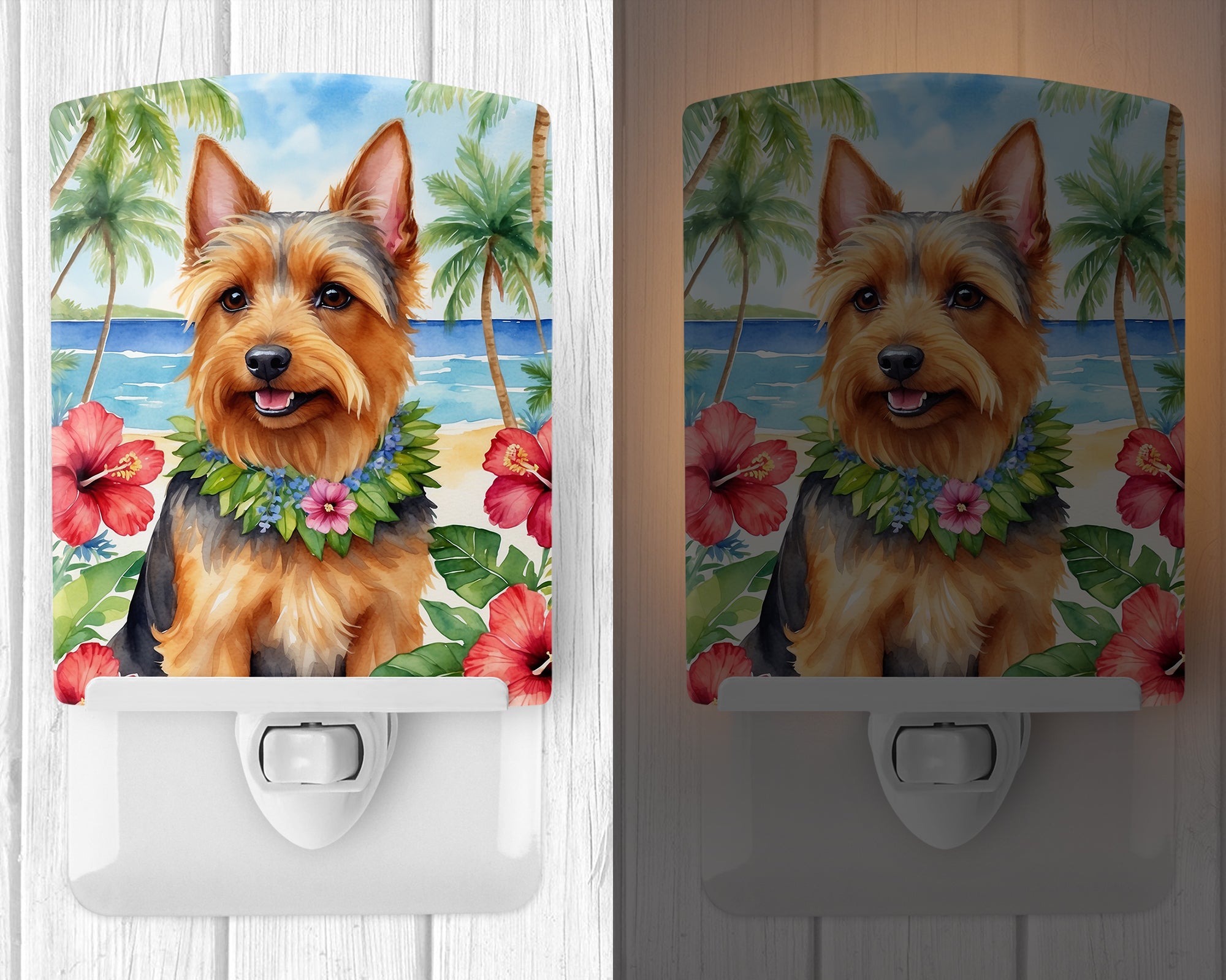 Australian Terrier Luau Ceramic Night Light