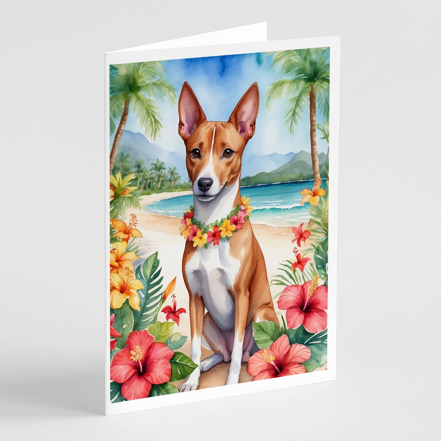 Buy this Basenji Luau Greeting Cards Pack of 8