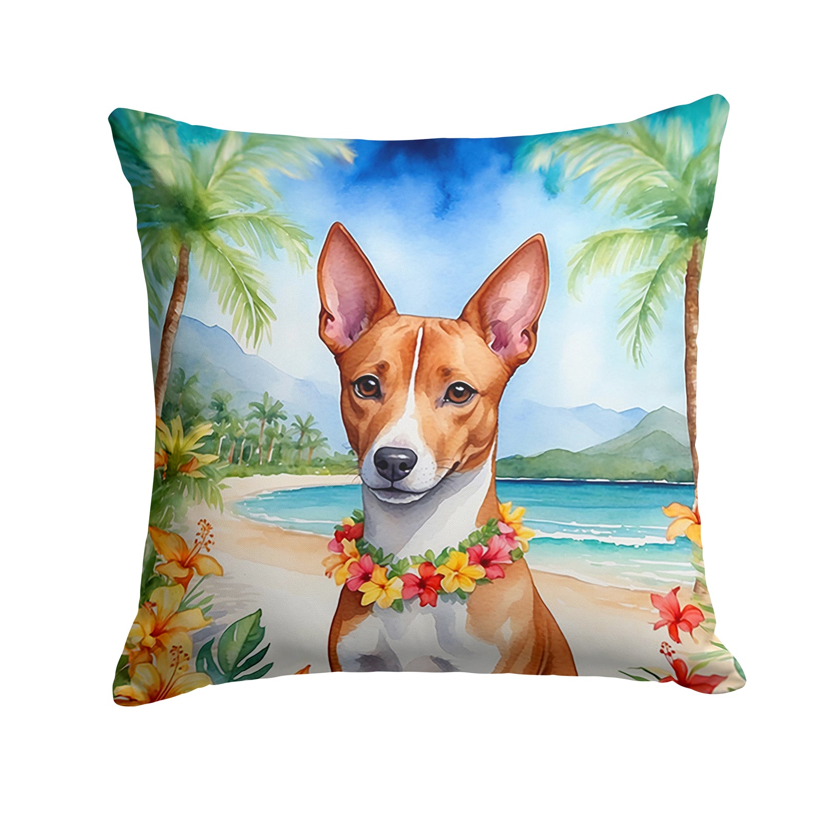 Buy this Basenji Luau Throw Pillow