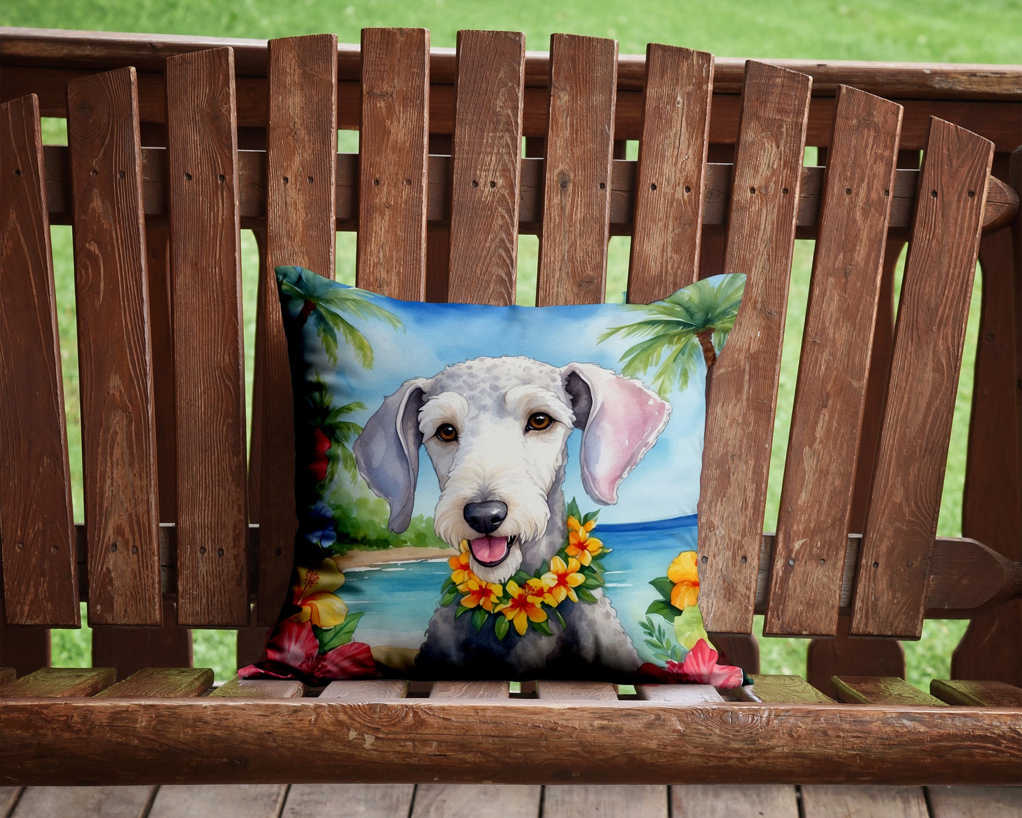 Bedlington Terrier Luau Throw Pillow