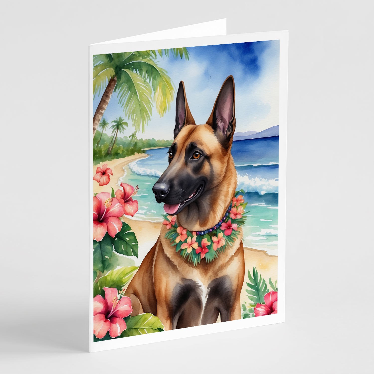 Buy this Belgian Malinois Luau Greeting Cards Pack of 8