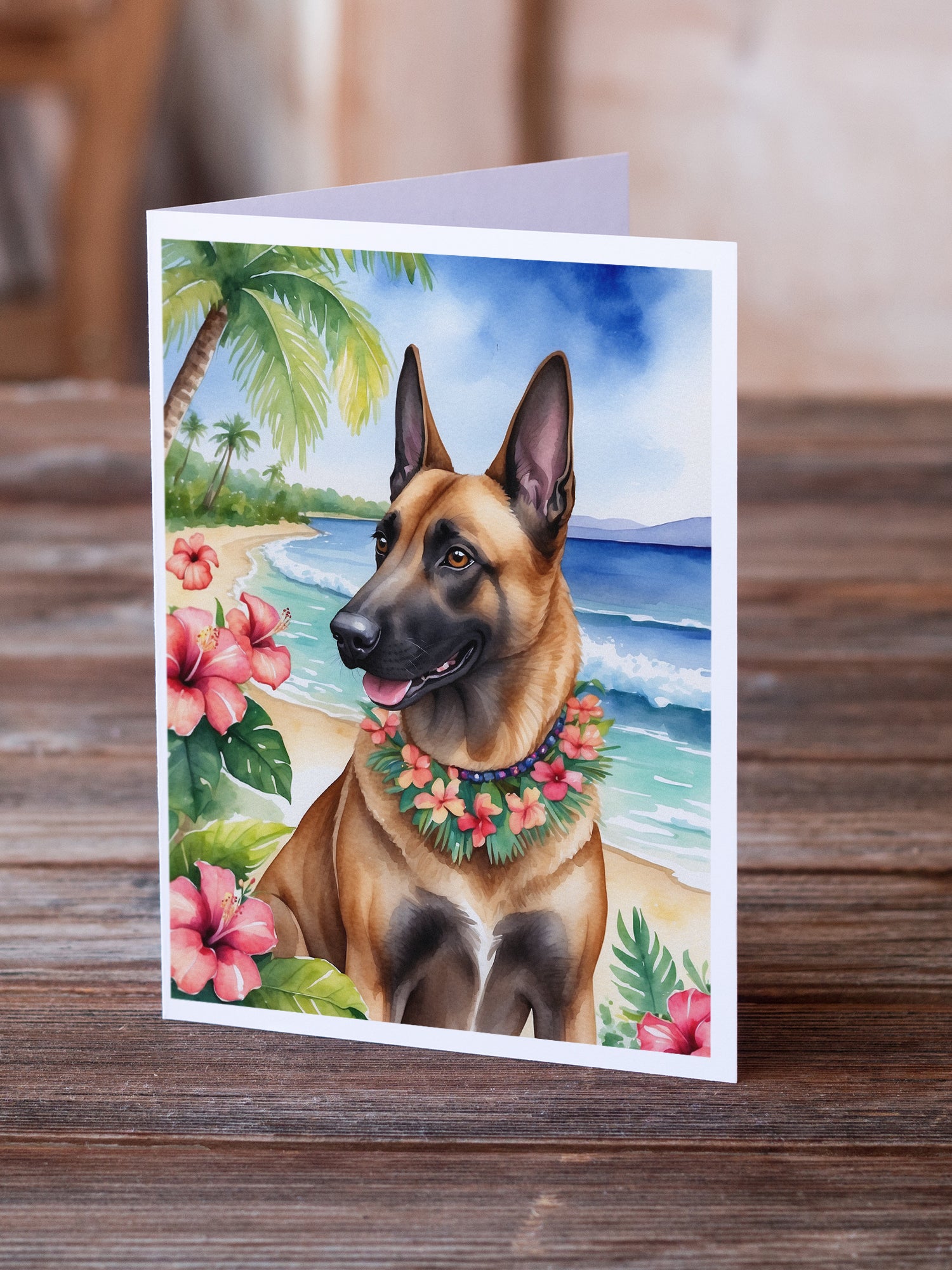 Buy this Belgian Malinois Luau Greeting Cards Pack of 8