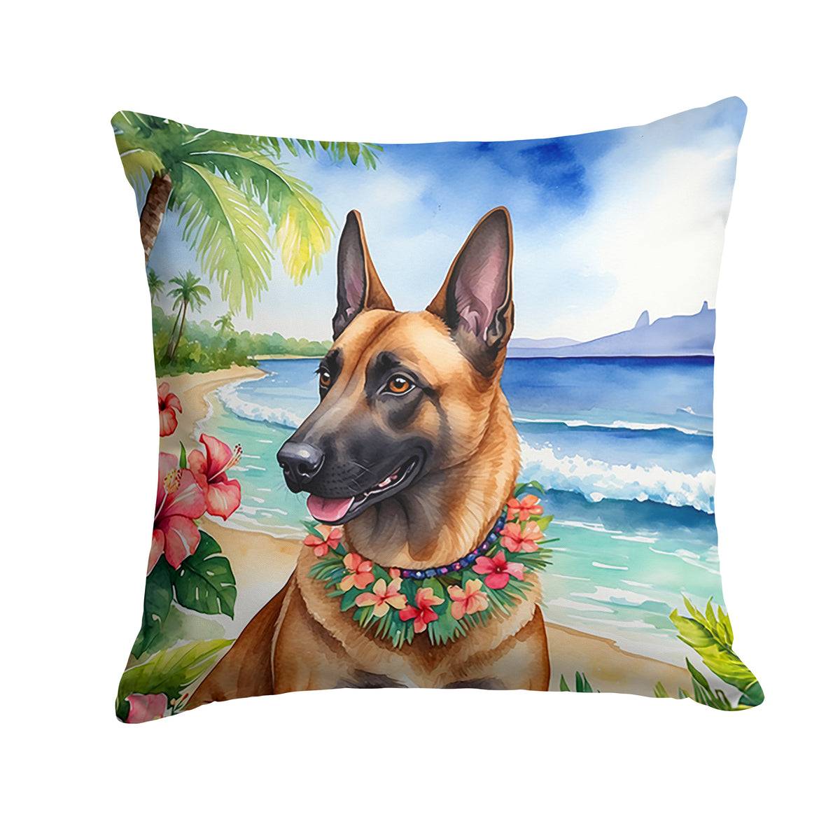 Buy this Belgian Malinois Luau Throw Pillow