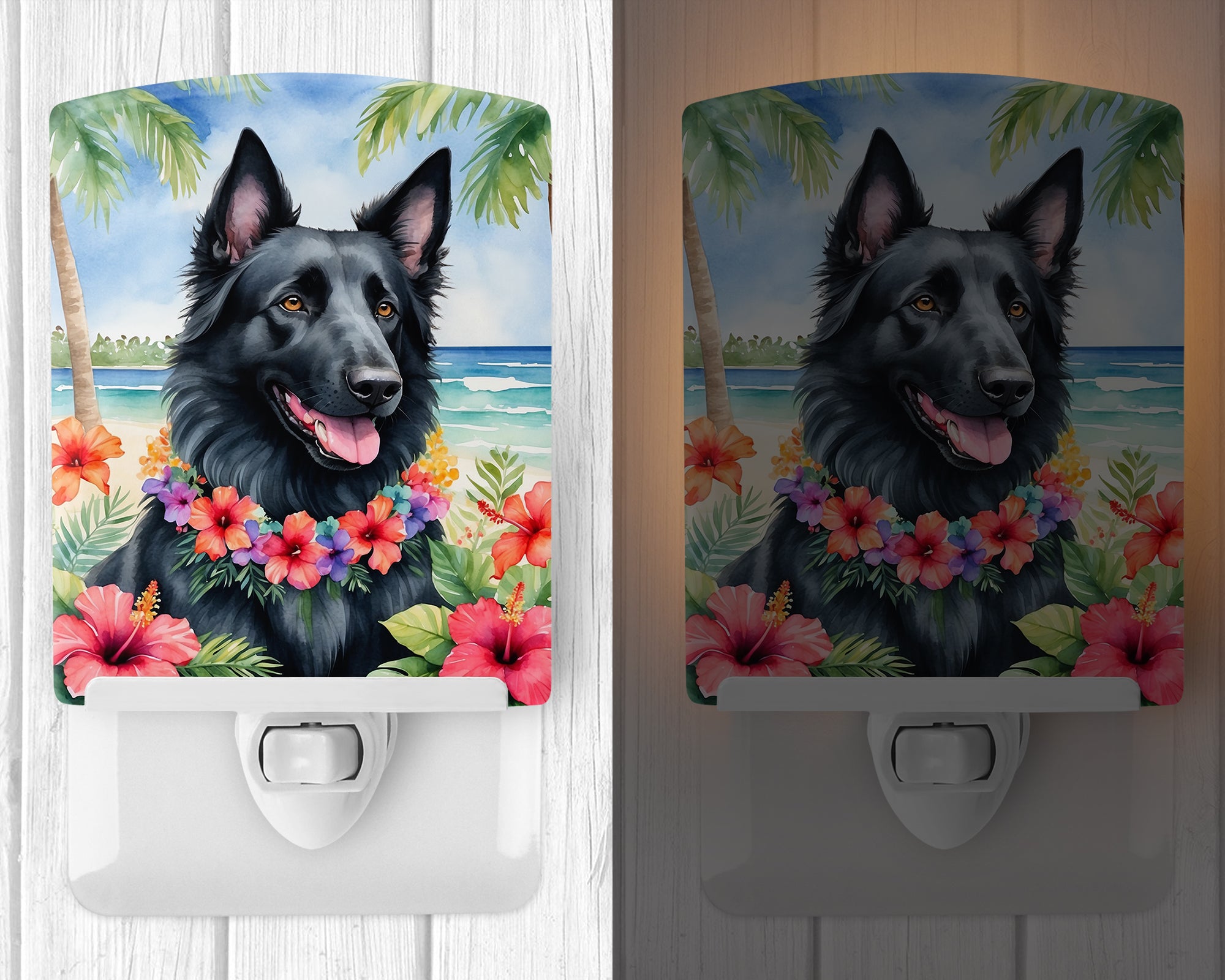 Belgian Sheepdog Luau Ceramic Night Light