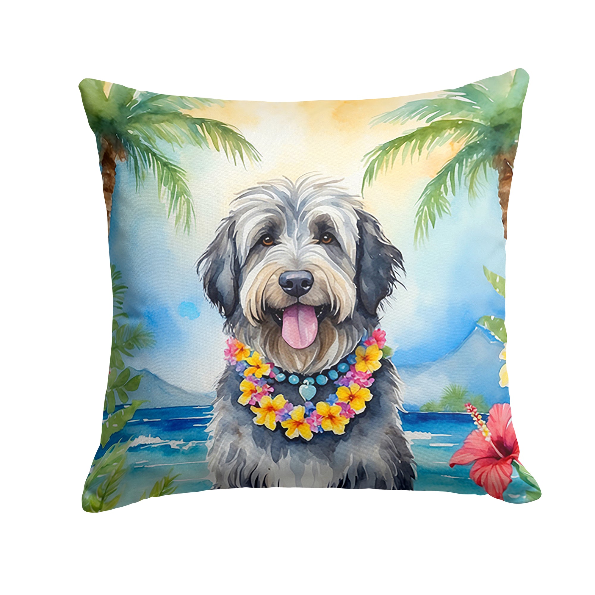 Buy this Bergamasco Sheepdog Luau Throw Pillow