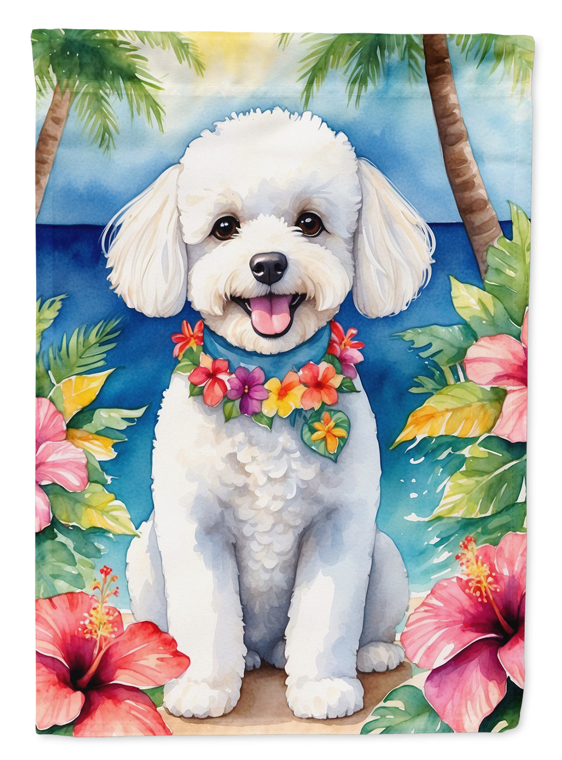 Buy this Bichon Frise Luau House Flag