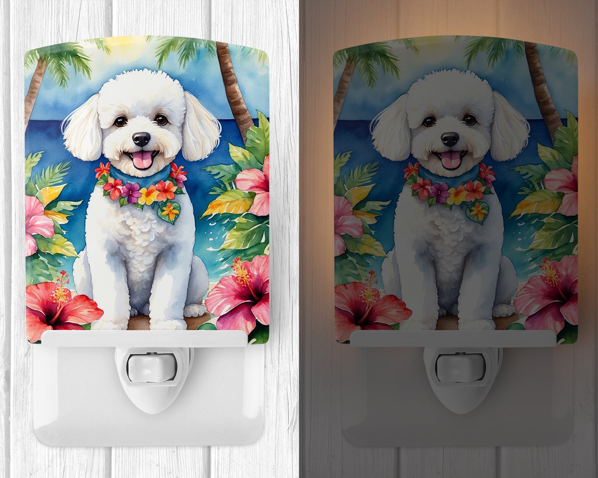 Bichon Frise Luau Ceramic Night Light