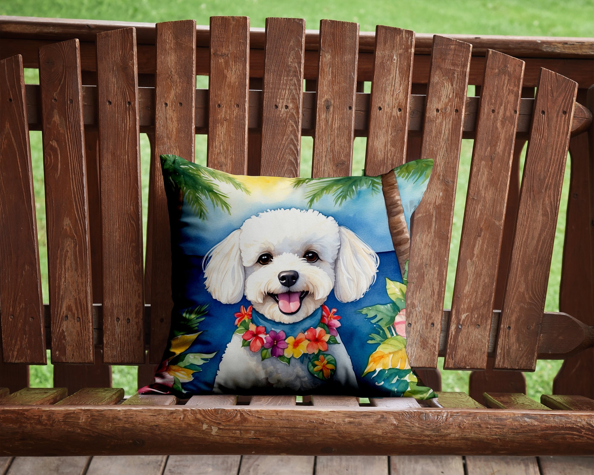 Buy this Bichon Frise Luau Throw Pillow