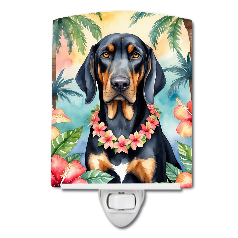 Buy this Black and Tan Coonhound Luau Ceramic Night Light