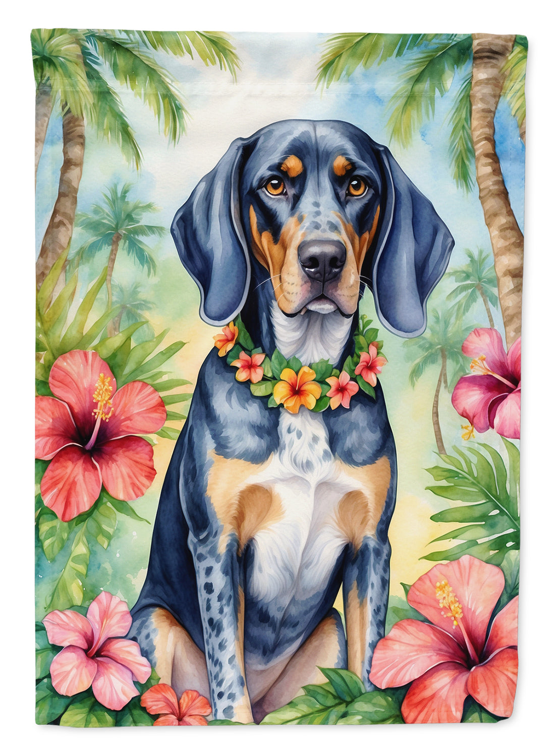 Buy this Bluetick Coonhound Luau House Flag